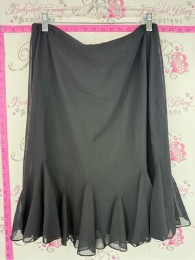 JS Collections skirt ruffle hem fairy Black Circle Skirt with Flounced Hem
